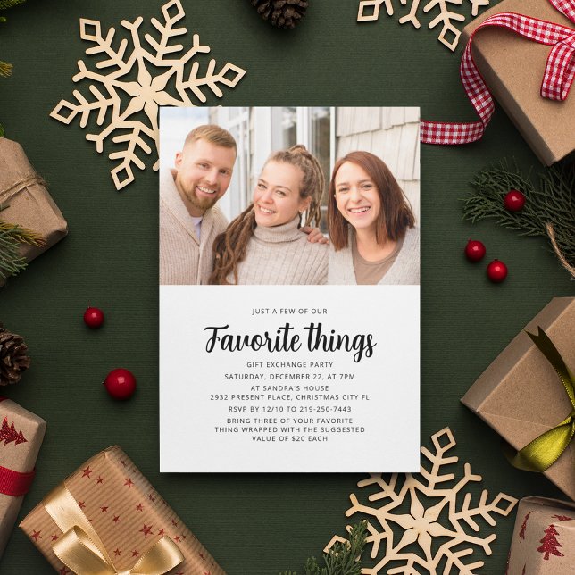 Photo Favourite Things Gift Exchange Holiday Party Invitation (Creator Uploaded)