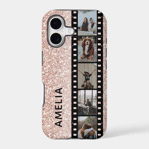 Photo Film Strip Faux Pink Glitter Personalized