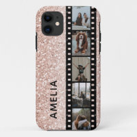 Photo Film Strip Faux Pink Glitter Personalized