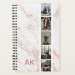 Photo Film Strip Faux Pink Marble Personalized Planner<br><div class="desc">Personalize with your own photos and name</div>