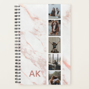 Photo Film Strip Faux Pink Marble Personalized Planner