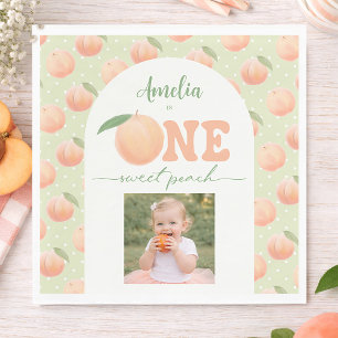 Photo First Birthday Party One Sweet Peach Party Napkin