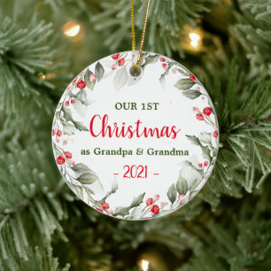 Photo First Christmas Grandma Ceramic Ornaments