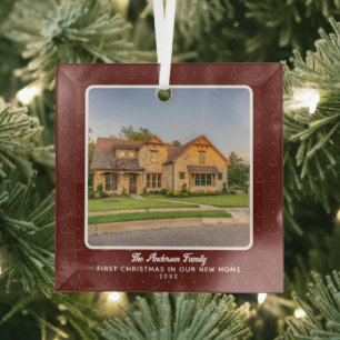 Photo First Christmas in New Home Glass Ornament