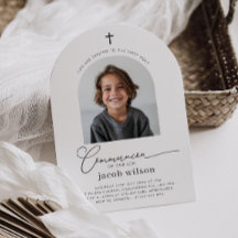 Photo First Communion Boy Arch Invitation