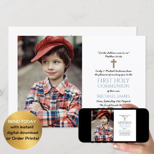 PHOTO First Holy Communion Invitations GARÇONS CLA