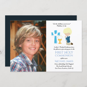 PHOTO First Holy Communion Invites BLONDE BOY