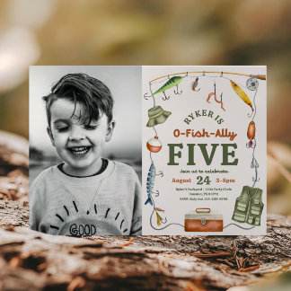 Photo Fishing 5th Birthday Invitation