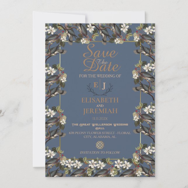 Photo Floral Chic Wedding Save the Date Invitation (Front)