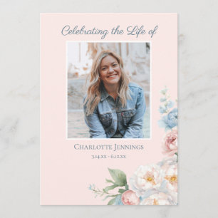 Photo Floral Funeral Memorial Order of Service Program