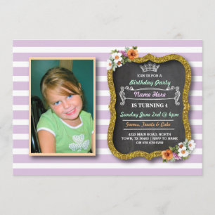 Photo Floral Gold Couronne violet Invitation d'ann