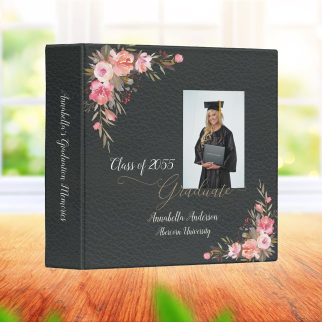 Photo Floral Leather Graduation Scrapbook Album Binder (Creator Uploaded)