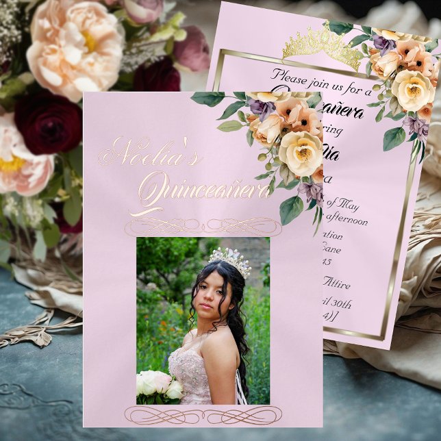  Photo & Floral on Pastel Pink Quinceanera  (Creator Uploaded)