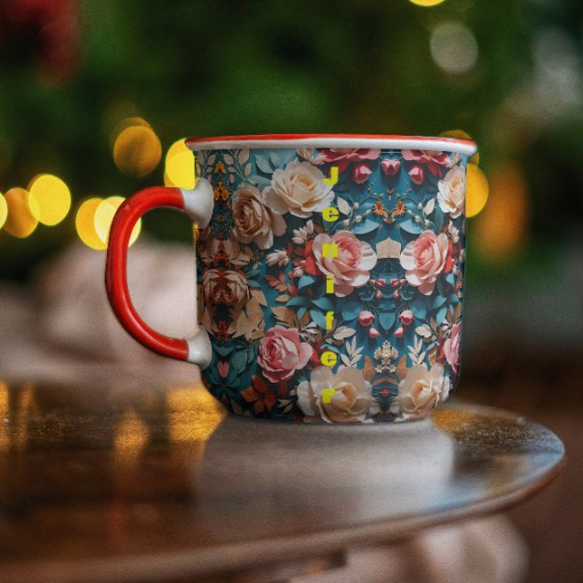 Photo Floral Patterns Depict a Modern Wedding Cell Mug (Creator Uploaded)