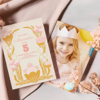 Photo Floral Pink Gold kids Birthday