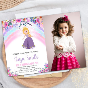 Photo Floral Rose Princess Invitations d'anniversa