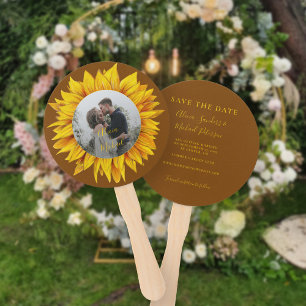Photo floral rustic elegant wedding save the date hand fan