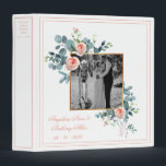 Photo Floral Script Personalized Wedding Keepsake  Binder<br><div class="desc">Beautiful white background and watercolor flowers.  Pink/Peach script.  I love this design.  So elegant..  Add your favourite wedding photo on the front to personalize and make it your own special keepsake.   Perfect for your special day memories.  Congratulations!</div>