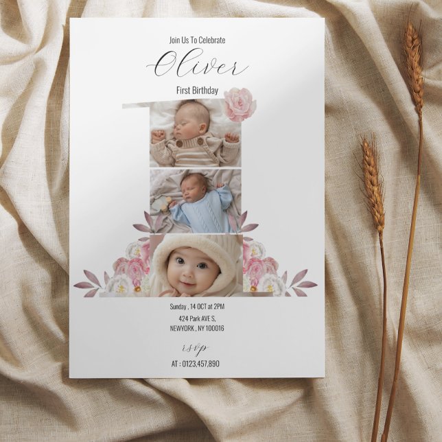 Photo florale minime Invitation d'anniversaire (Créateur téléchargé)