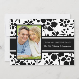 Photo florale noire Invitation du 25e anniversaire