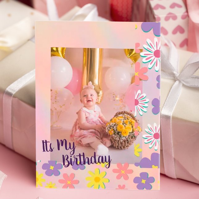Photo florale pastel moderne Carte Anniversaire (Créateur téléchargé)
