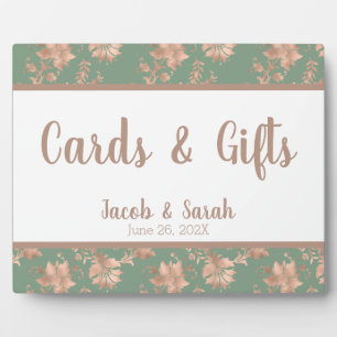 Photo Flore rose or sur plaque de table Mariage vert