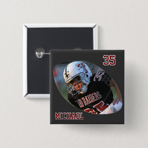 Photo Football - Dark Red - Personalized 2 Inch Square Button