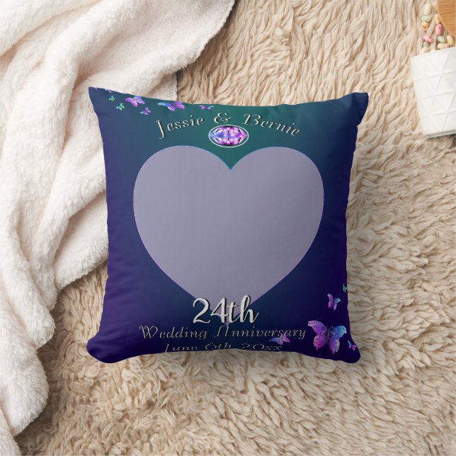 Photo for 24th Wedding Anniversary Throw Pillow (Blanket)