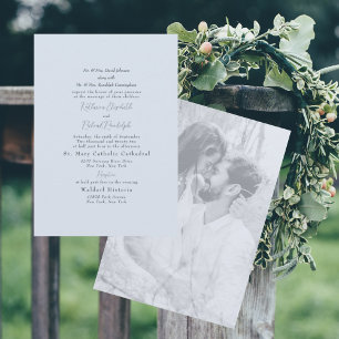 Photo Formal Dusty Blue Both Parents Wedding Invitation