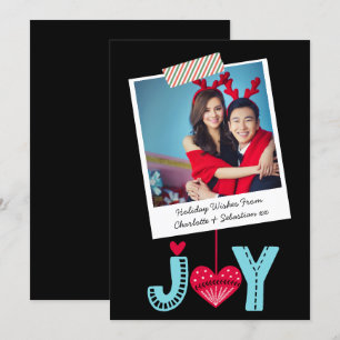 Photo Frame And Tape Christmas Joy Heart Holiday Card