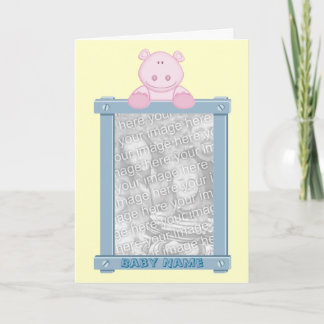 Photo Frame Birth Announcement with Hippo