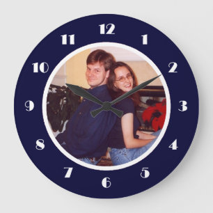 Photo Frame Navy Large Clock