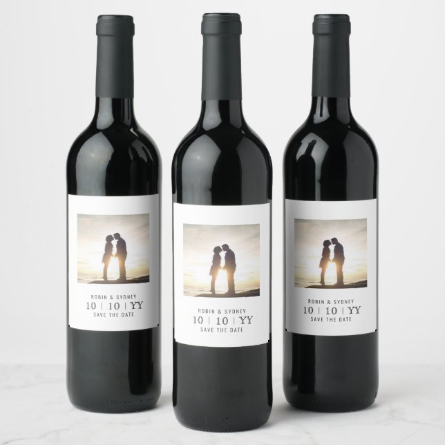 Photo Frame | Save The Date | Wine Label l White (Bottles)
