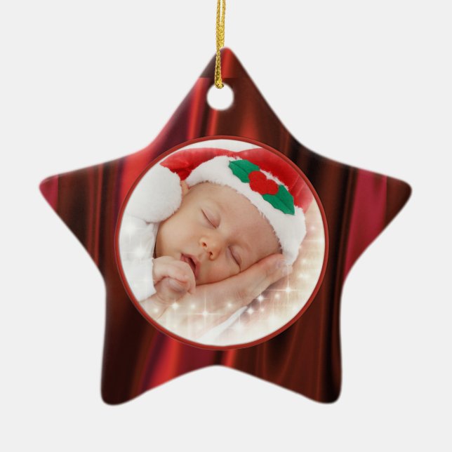 Photo Frame Template - Looks Like Smooth Red Satin Ceramic Ornament (Front)