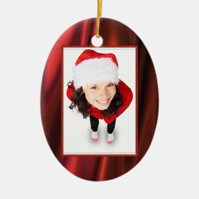 Photo Frame Template - Looks Like Smooth Red Satin Ceramic Ornament (Front)
