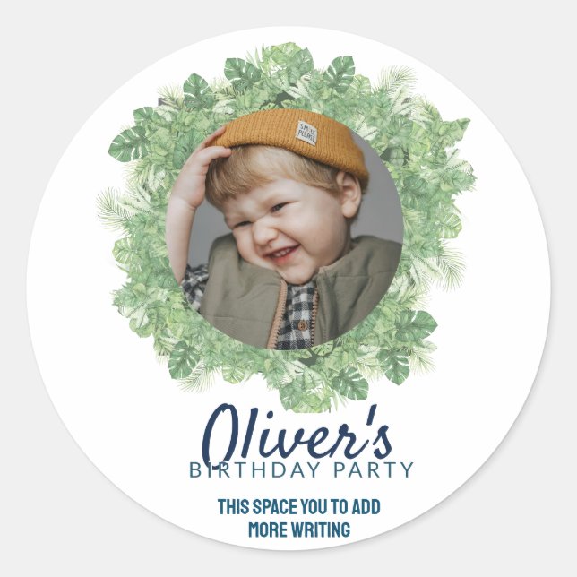 Photo frame - train engine theme classic round sticker (Front)