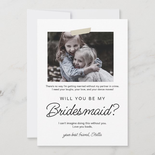Photo Frame Will You Be My Bridesmaid Proposal  Invitation (Front)