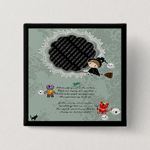 Photo Frame with Witch, Monsters, Ghost, Cat 2 Inch Square Button