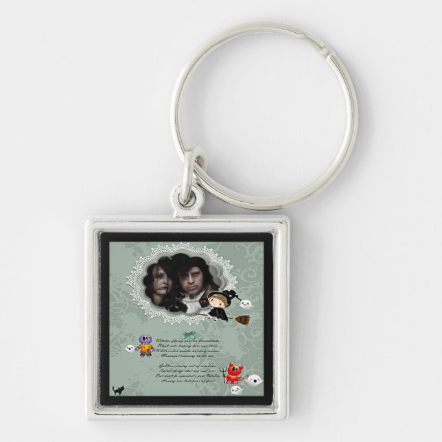 Photo Frame with Witch, Monsters, Ghost, Cat Keychain (Front)