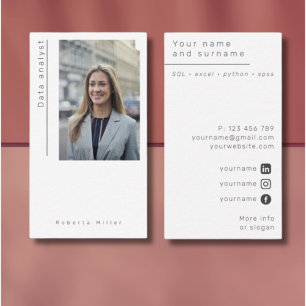 Photo freelance data analyst Business Card