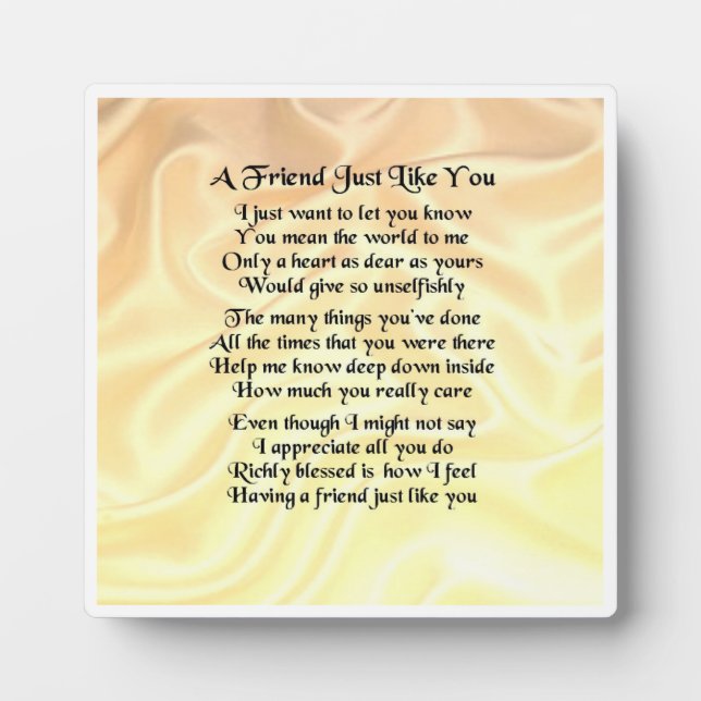 Photo Friend Poem Plaque - Crème soie Design (Devant)