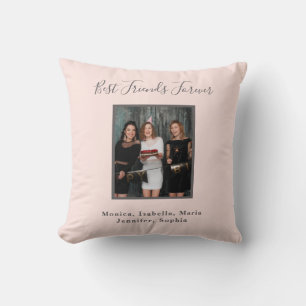 Photo friends forever rose gold pink names throw pillow