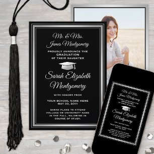 Photo From Parents Black White & Silver Graduation Announcement