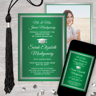 Photo From Parents Green & White Ombre Graduation Announcement