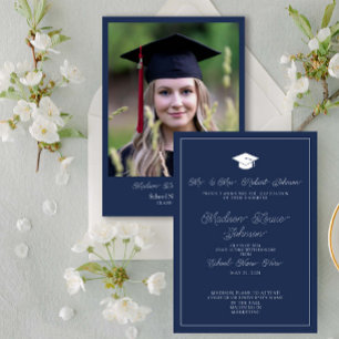 Photo From Parents Navy Blue & White Graduation Invitation