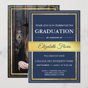 Photo From Parents Navy Gold and White Graduation  Announcement
