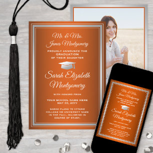 Photo From Parents Orange & White Ombre Graduation Announcement