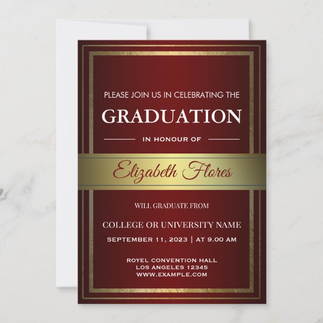 Photo From Parents red & White Graduation Announcement (Front)