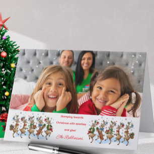 Photo Fun Stomping Reindeers Holiday Card