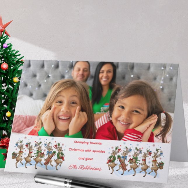 Photo Fun Stomping Reindeers  Holiday Card (Creator Uploaded)